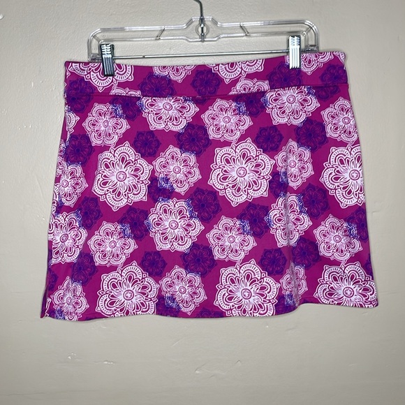 TRANQUILITY Skort Pink & Purple Floral Stretchy Soft Athletic Active Large - Picture 1 of 9